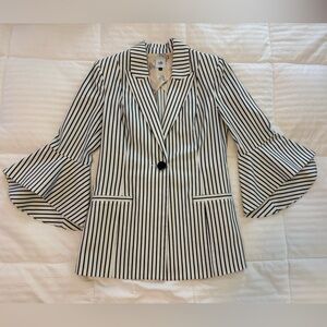 CAbi Navy and White Striped Stylish Blazer